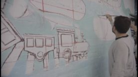 Fem Manresa reivindica el tren comarcal amb la pintada d’un mural participatiu